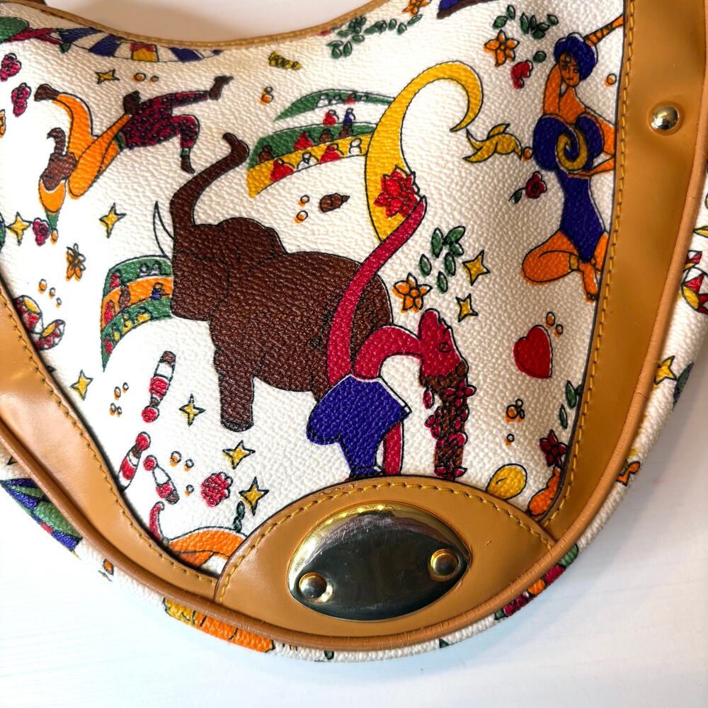 Piero Guidi Magic Circus Mini Crescent Shoulder Bag White Multicolor Italy - Picture 2 of 10